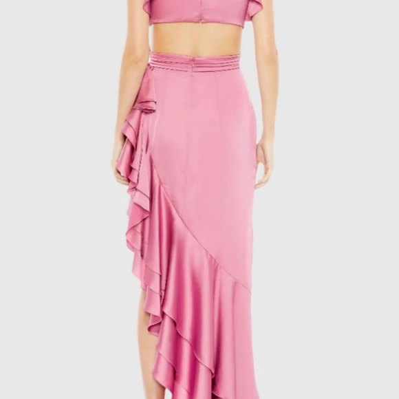 Mac Duggal FLUTTER SLEEVE CUT OUT ASYMMETRICAL RUFFLED GOWN - Picture 2 of 7